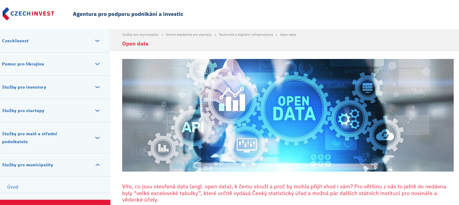 Série Praxe otevřených dat v ČR: CzechInvest motivuje samosprávy k otevírání dat